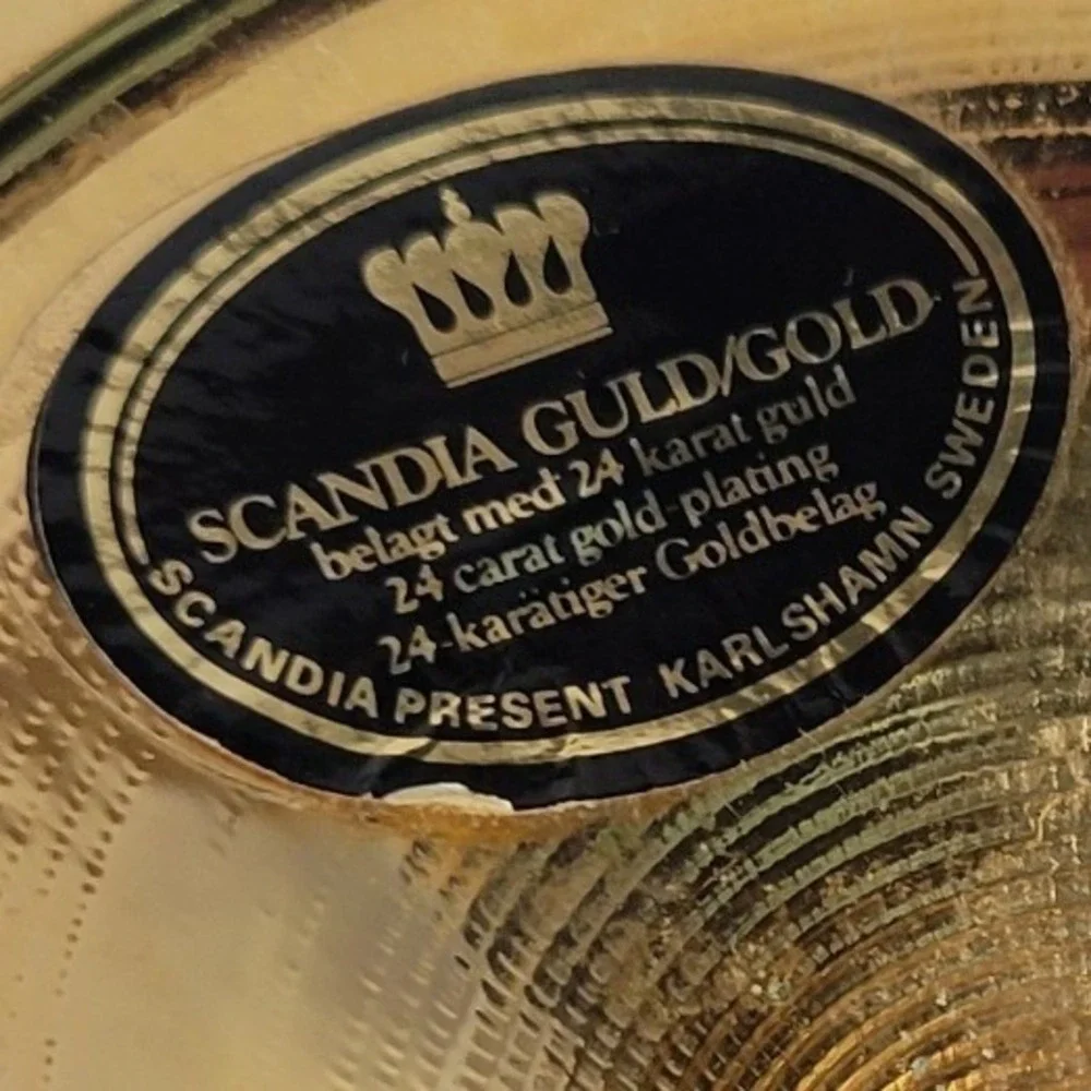Vtg Scandia Guldgold Karlshamn Sweden 24K‎ Gold Plated Brass 4 Candlesticks  MCM